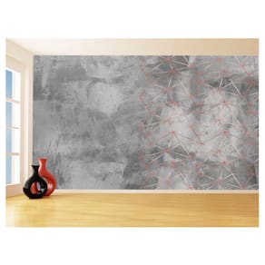 Papel De Parede 3D Concreto Linhas Dourado Rose 3,5M Kkt232
