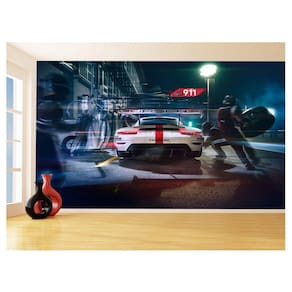 Papel De Parede 3D Carro Porsche 911 Rsr Pista 3,5M Car330