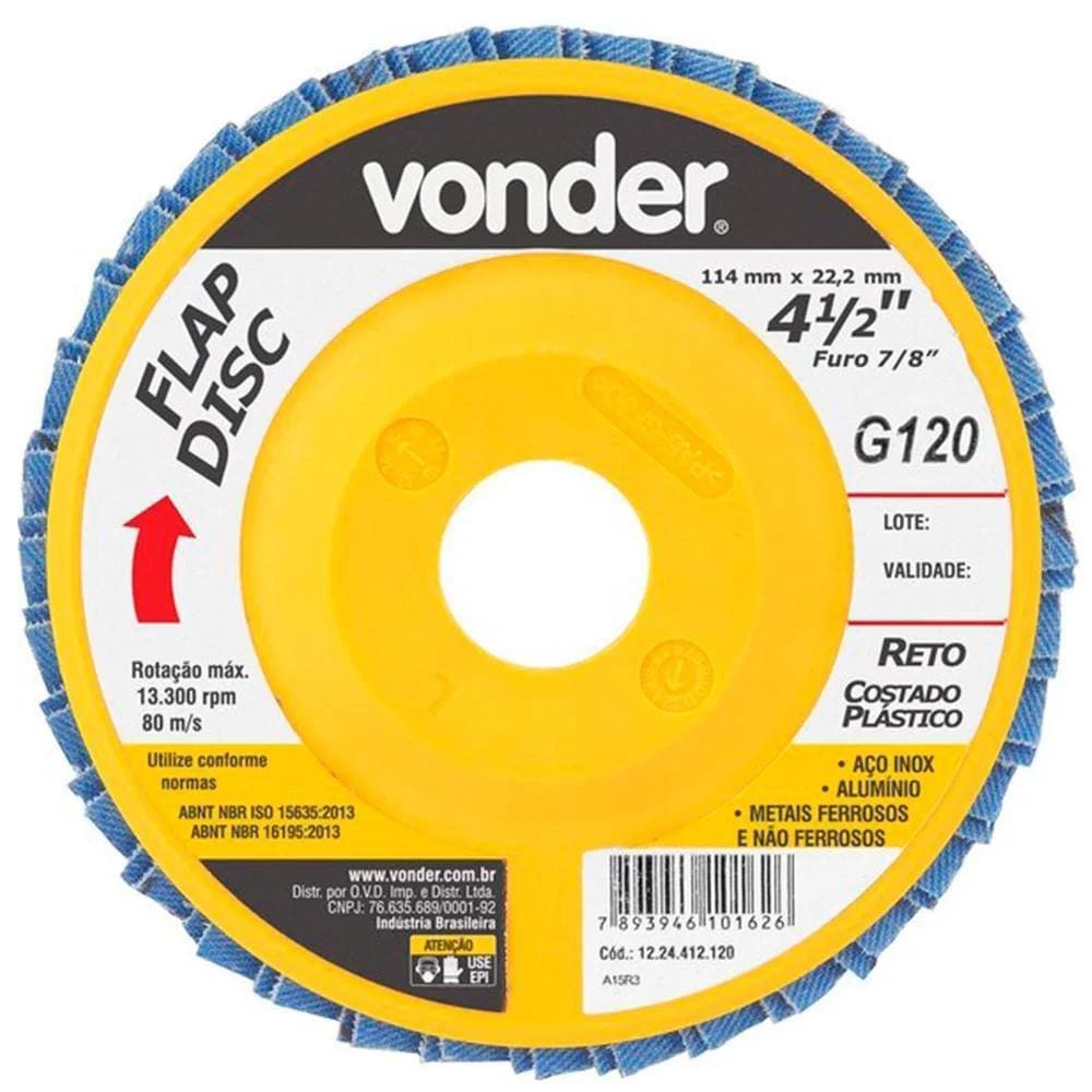 Flap Disc Desbaste Reto 4.1/2 G 120 Vonder 1224412120