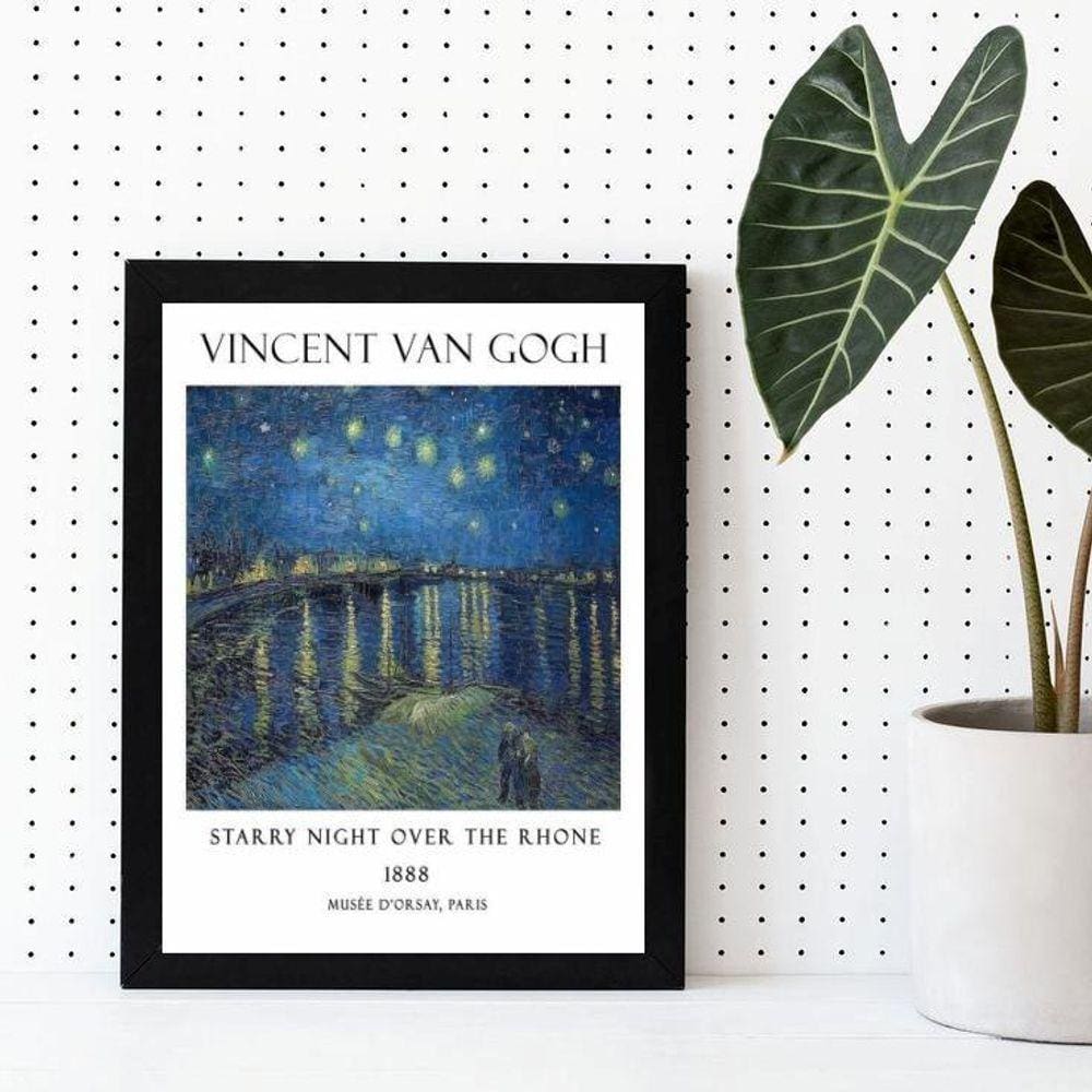 Quadro Decorativo Van Gogh Starry Night 33x24cm Branco