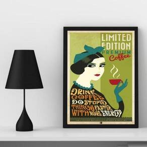 Quadro Vintage Premium Coffee 45x34cm - Moldura Preta