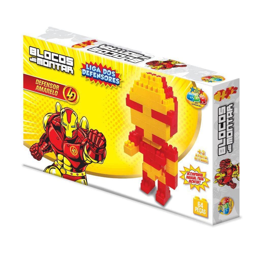 Bloco De Montar Defensor Amarelo 64 Peças 349 Ggb