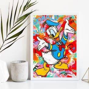 Quadro Decorativo Pato Donald 33x24cm - Vidro e Moldura Branca