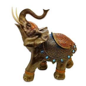 Estátua Elefante Marrom Prosperidade e Poder Espiritual 32cm