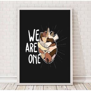 Quadro paz na terra we are one 45x34cm - com vidro