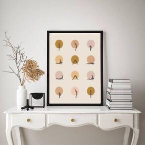 Quadro Decorativo Posições da Yoga 24x18cm - Madeira Branca