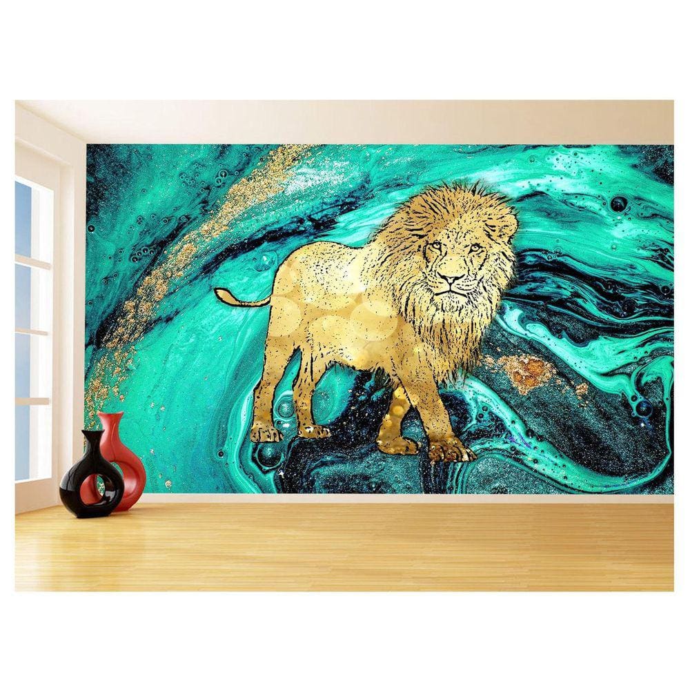 Papel De Parede Animais Pop Art Leão Rei Selva 3,5M Pxa30