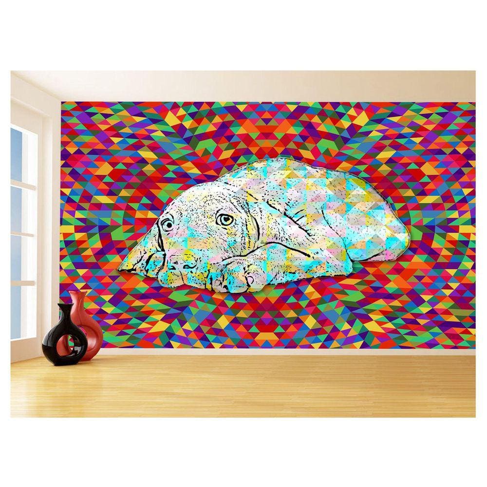 Papel De Parede 3D Animais Pop Art Cachorro Pet 3,5M Pxa214