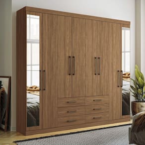 Guarda Roupa 8 Portas e 6 Gavetas com Espelho Havana Master Santos Andirá