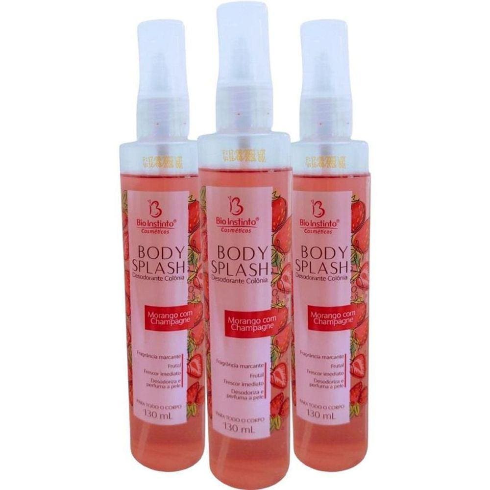 Kit 3 Body Splash Desodorante Colônia Morango 130Ml