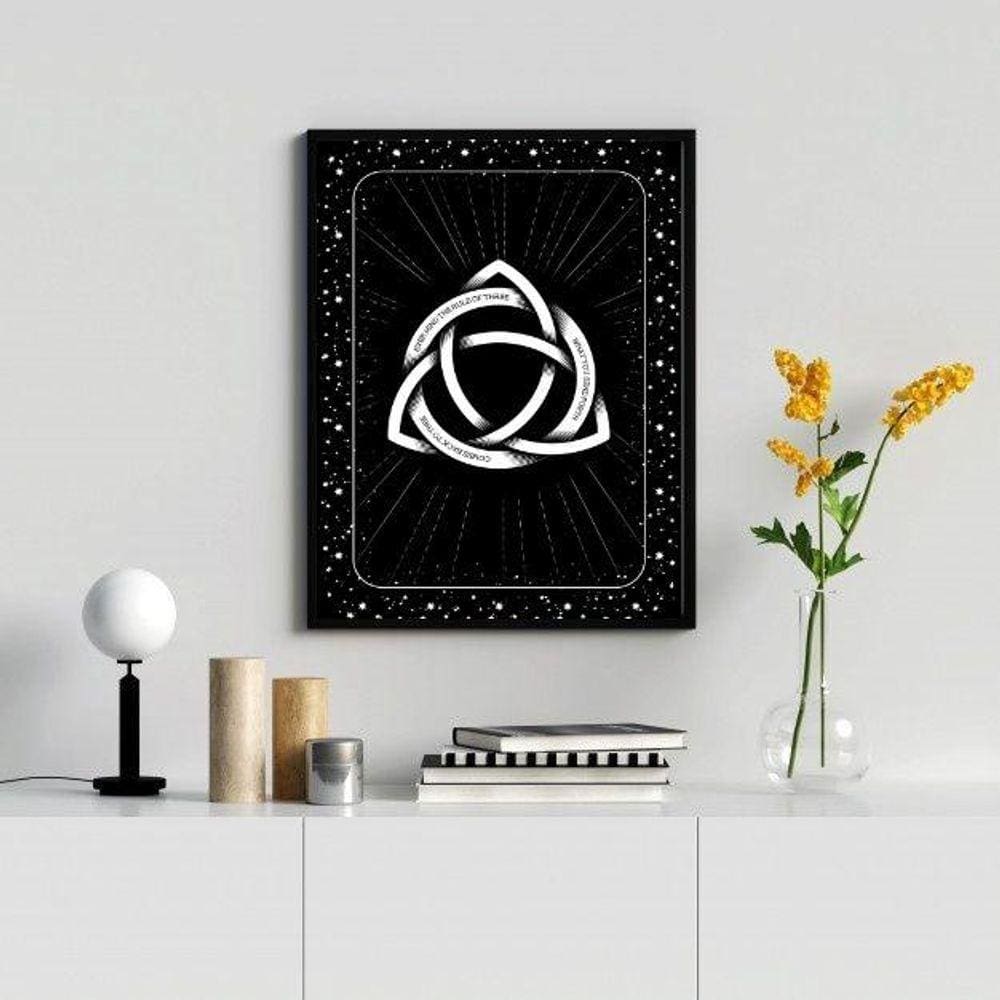 Quadro Decorativo Triquetra 24x18cm Moldura de Madeira Preta