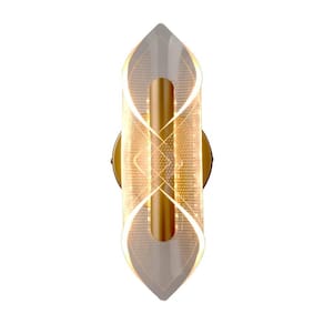 Arandela Moderna Dourada Acrílico 27cm Led 7W Bivolt