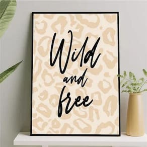 Quadro Wild And Free - Oncinha 24X18Cm Branca