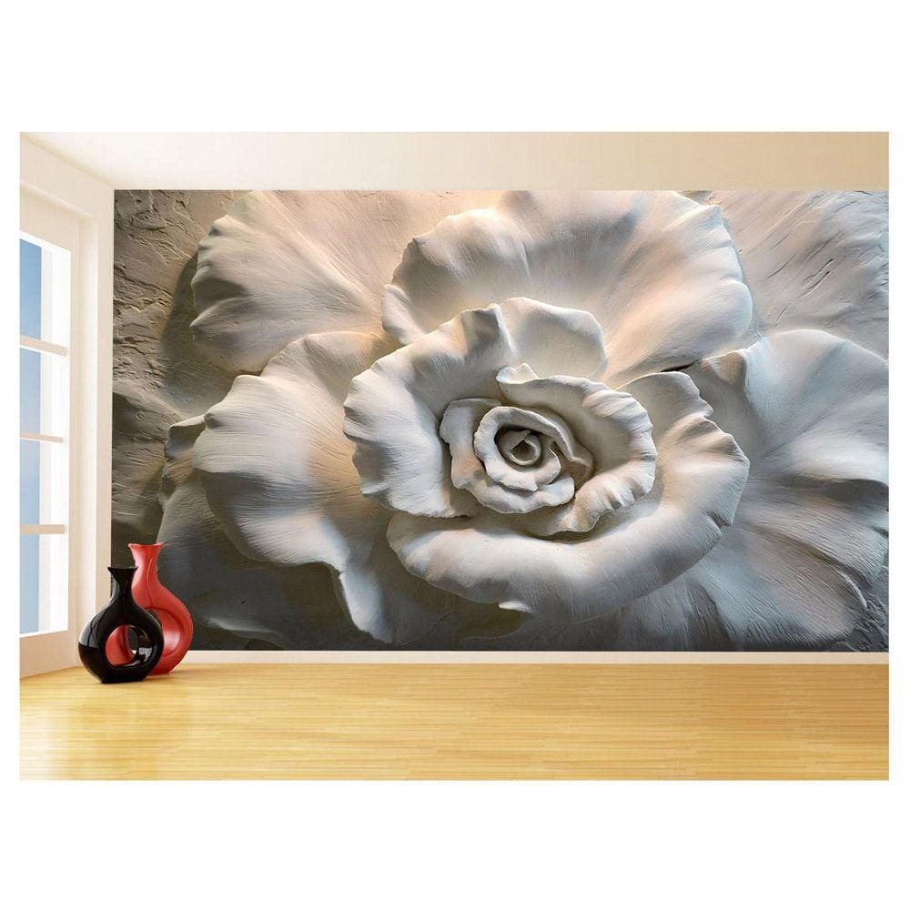 Papel De Parede 3D Floral Textura Sala Flores 3,5M Xfl347