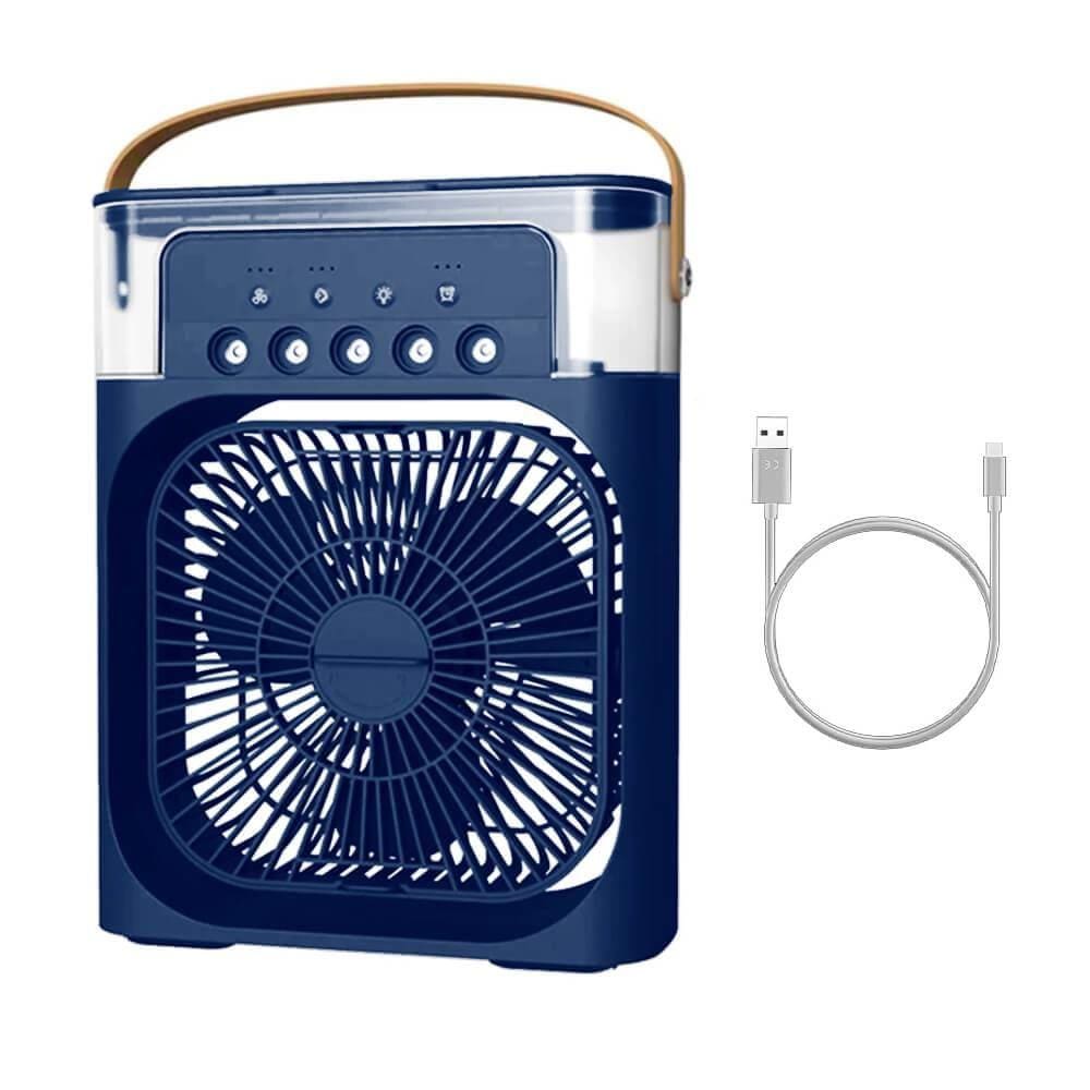 Ventilador Portátil Umidificador De Ar Climatizador Portátil USB de Mesa Com Iluminação Azul