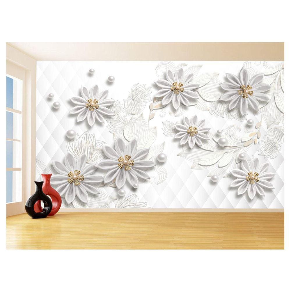 Papel De Parede 3D Floral Textura Sala Flores 3,5M Xfl322