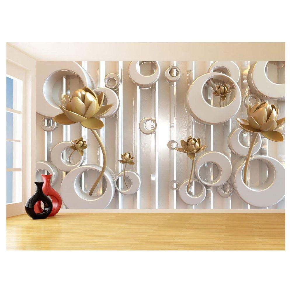 Papel De Parede 3D Floral Textura Sala Flores 3,5M Xfl290