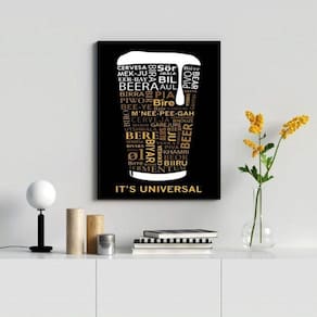 Quadro Decorativo Cerveja Universal Beer 45x34cm - Moldura Preta