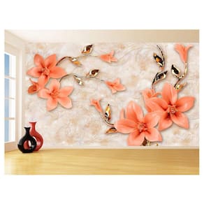 Papel De Parede 3D Floral Textura Sala Flores 3,5M Xfl249