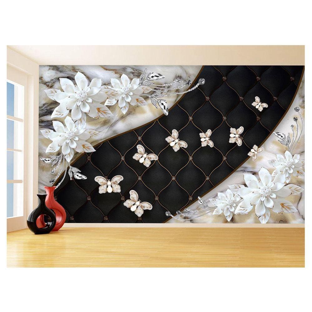 Papel De Parede 3D Floral Textura Sala Flores 3,5M Xfl269