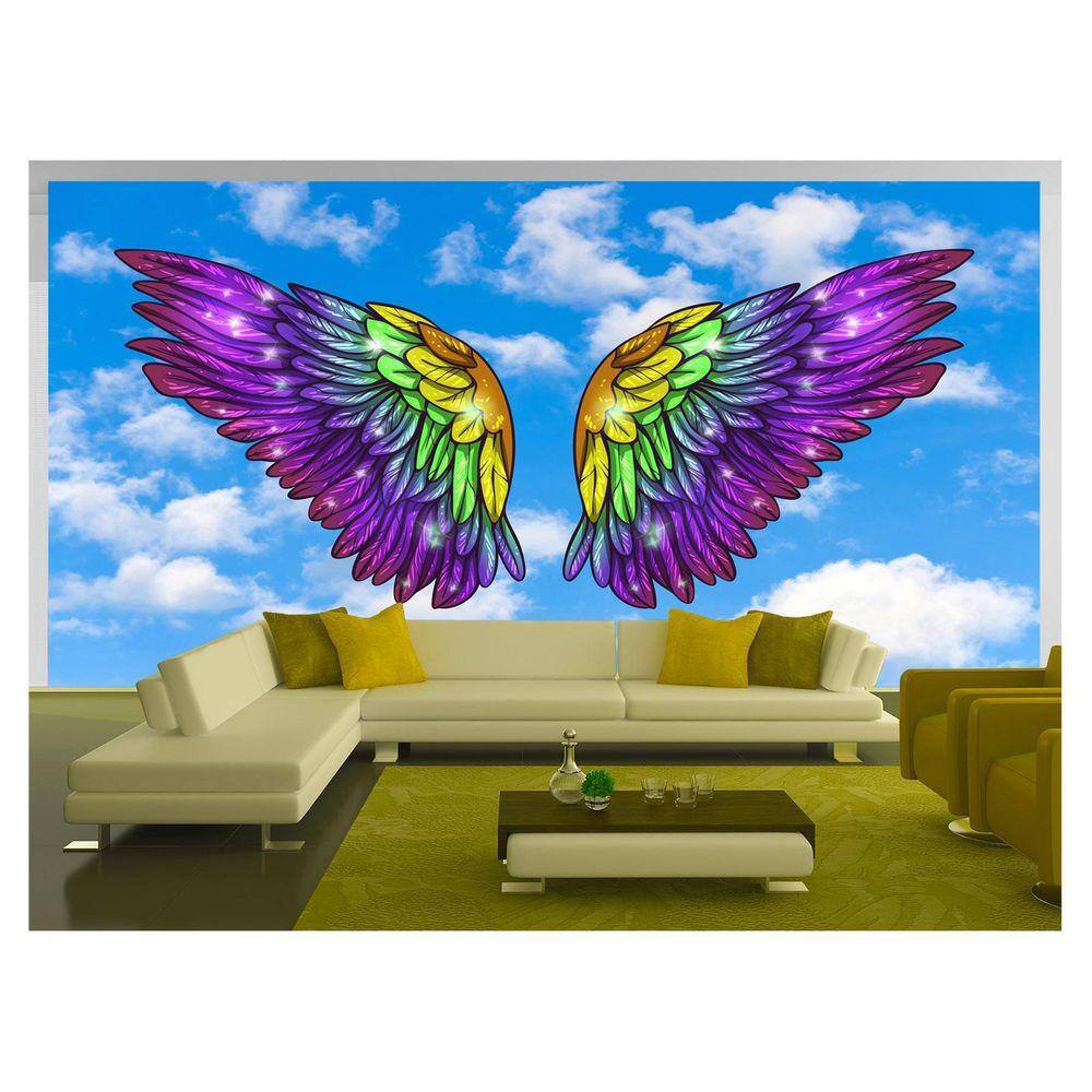 Papel De Parede 3D Arte Asas Selfie Insta Cores 3,5M Tra313