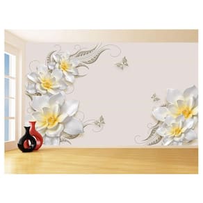 Papel De Parede 3D Floral Textura Sala Flores 3,5M Xfl306