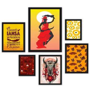 Kit 6 Quadros Iansã Orixá - Moldura Preta - Alta Resolução