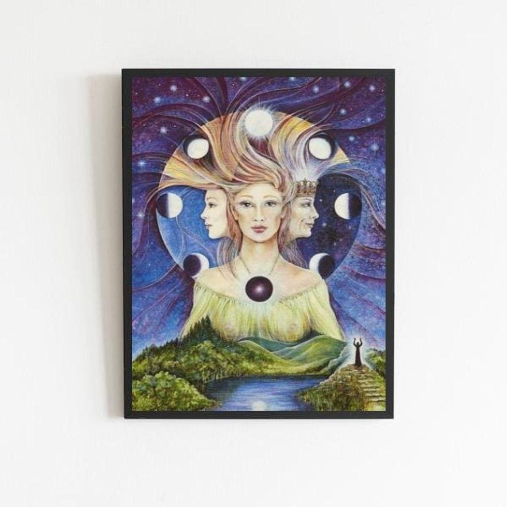 Quadro Decorativo Deusa Tríplice 33X24Cm - Com Vidro Preta