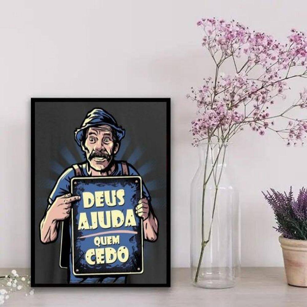 Quadro Madruga Deus Ajuda | 24x18cm | Moldura Branca