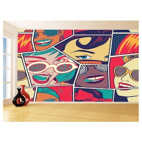 Papel De Parede 3D Arte Pop Art Rosto Mulheres 3,5M Tra166