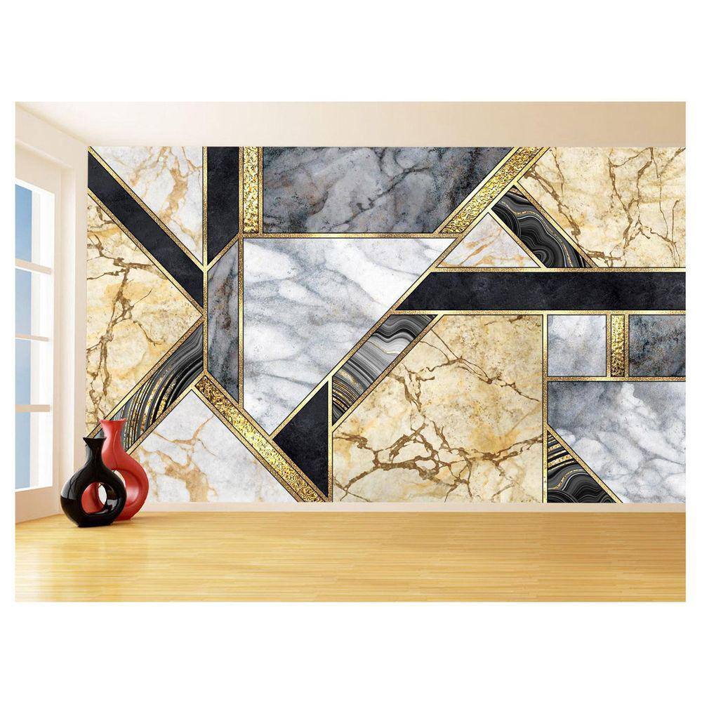 Papel De Parede 3D Estilo Marmore Cores Formas 3,5M Mbr59