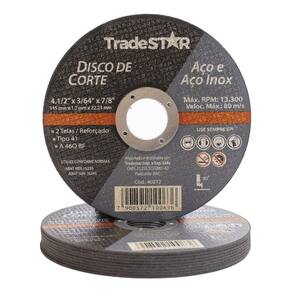 Kit 10 Discos Corte Metal 4.1/2 115x1,2mm - Óxido Alumínio