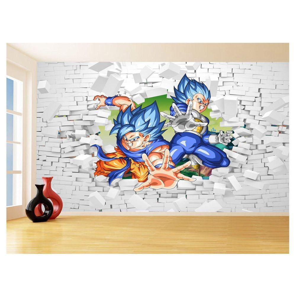 Papel De Parede 3D Dragon Ball Goku Vegeta Anime 3,5M Dbz59