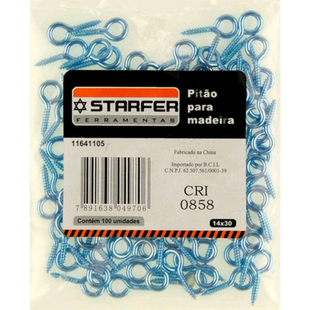 Pitão Para Madeira 16x30 Starfer Pacote Com 100 Peças