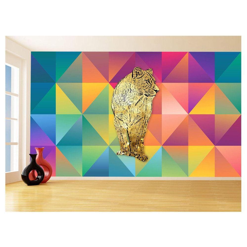 Papel De Parede Animais Pop Art Leoa Colorido 3,5M Pxa455