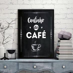 Quadro Escrito Cantinho Do Café 33X24Cm Preta