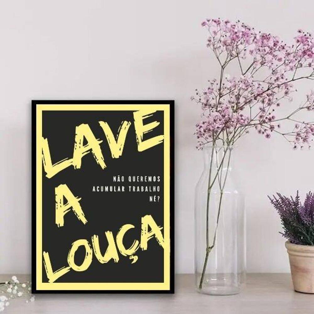 Quadro Para Cozinha Lave A Louça 24X18Cm