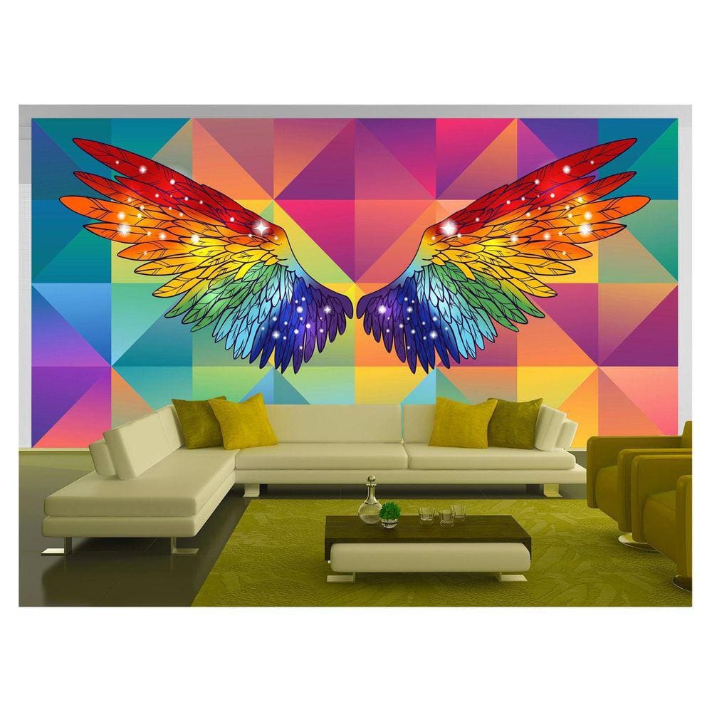 Papel De Parede 3D Arte Asas Selfie Insta Cores 3,5M Tra179