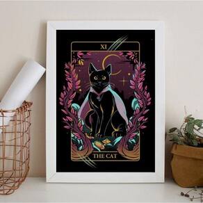 Quadro Decorativo Cat 33x24cm Moldura Preta