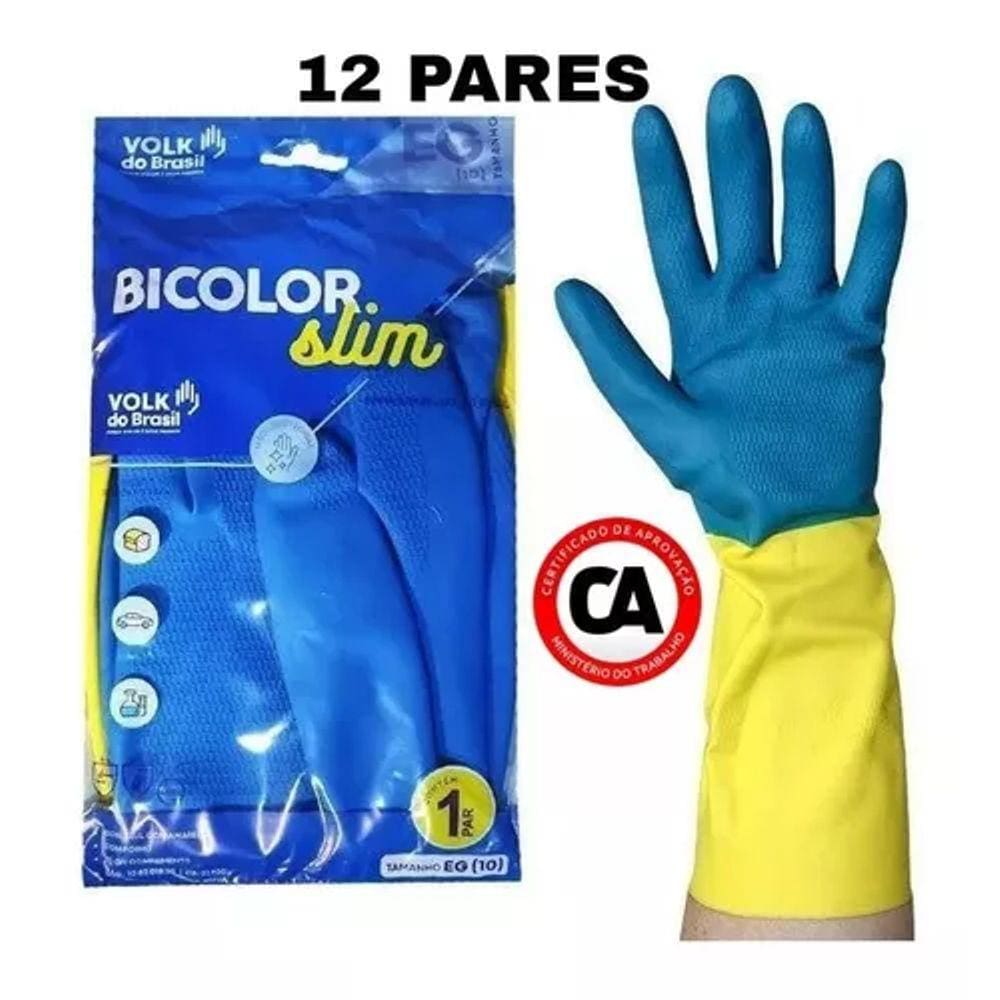Luva Bicolor Slim Neoprene Amarela / Azul 37900 Volk