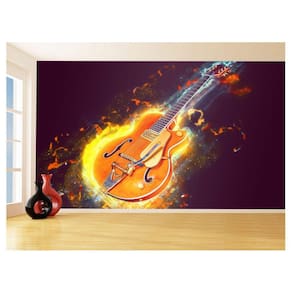 Papel De Parede 3D Musica Guitarra Arte Cores 3,5M Mus118