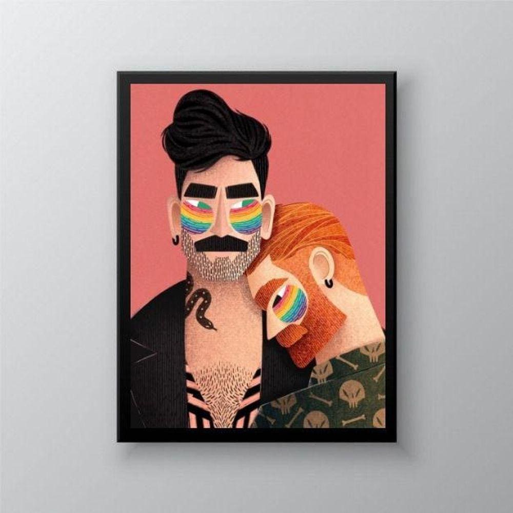Quadro Decorativo Lgbt Gays 33X24Cm - Com Vidro
