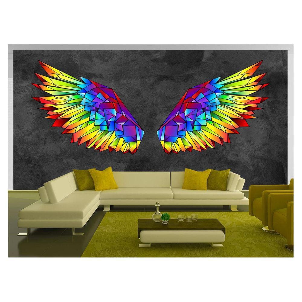 Papel De Parede 3D Arte Asas Selfie Insta Cores 3,5M Tra398