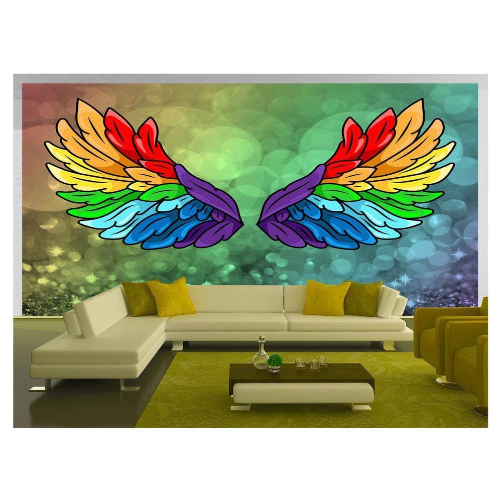Papel De Parede 3D Arte Asas Selfie Insta Cores 3,5M Tra273