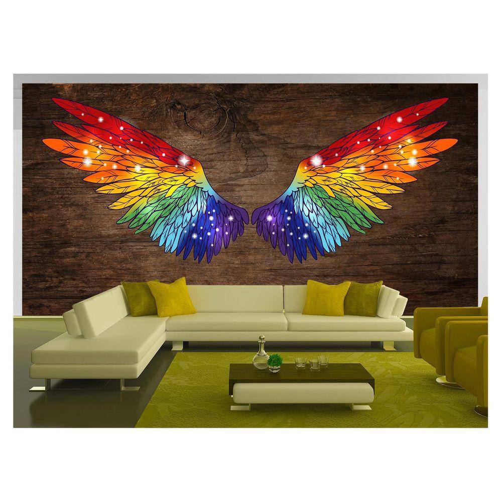 Papel De Parede 3D Arte Asas Selfie Insta Cores 3,5M Tra237