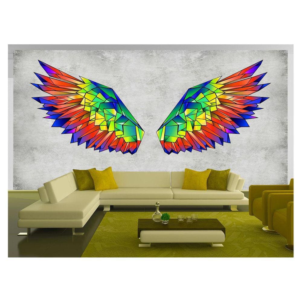 Papel De Parede 3D Arte Asas Selfie Insta Cores 3,5M Tra369