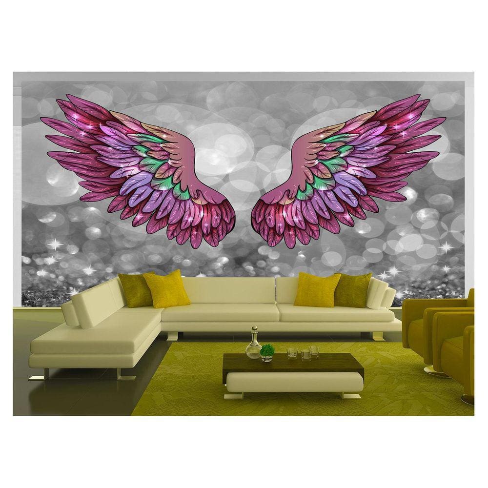 Papel De Parede 3D Arte Asas Selfie Insta Cores 3,5M Tra294