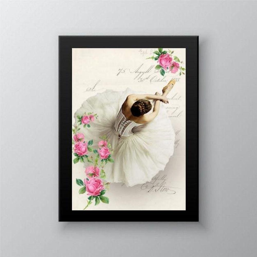 Quadro Decorativo Bailarina Vintage 45x34cm - Vidro