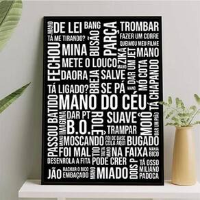 Quadro Gírias De São Paulo Preto E Branco 45X34Cm