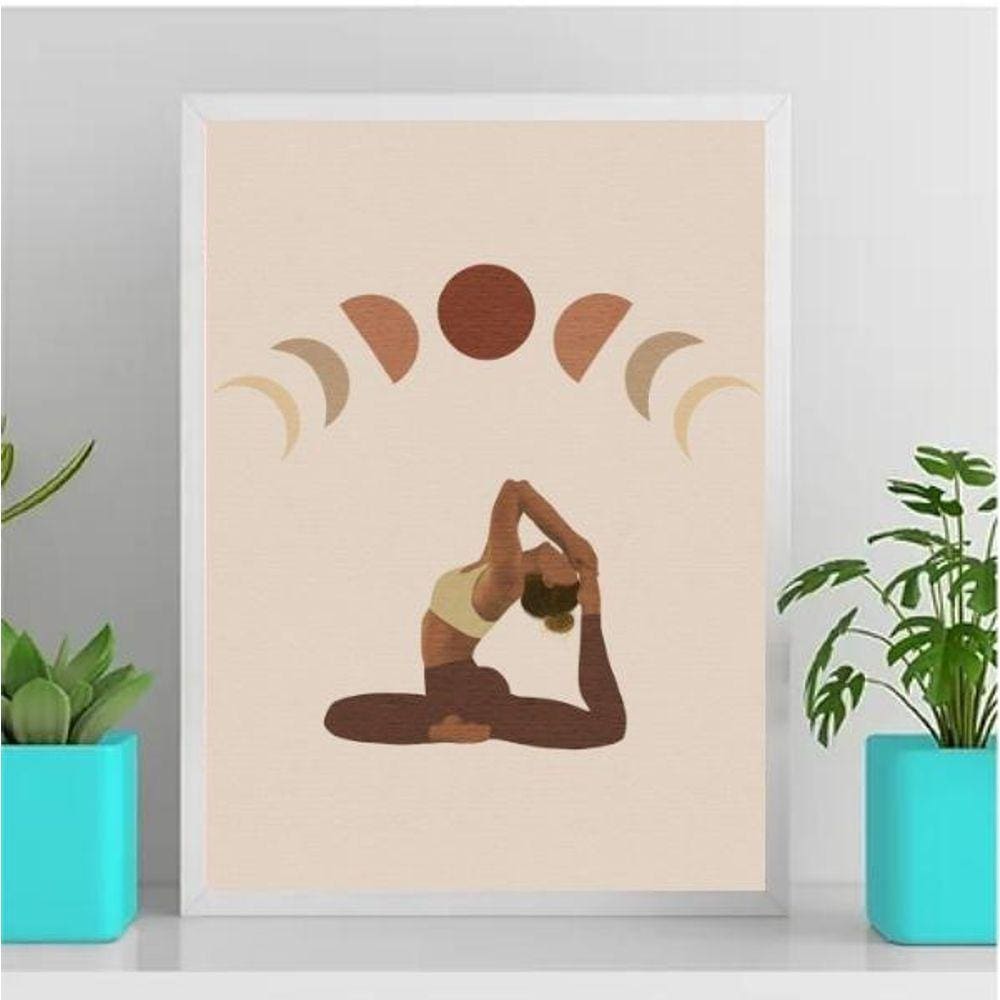 Quadro Decorativo Yoga Boho 24X18Cm Preta